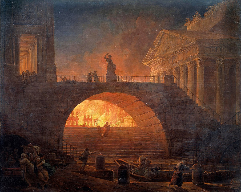 An image of a fire in an ancient city
